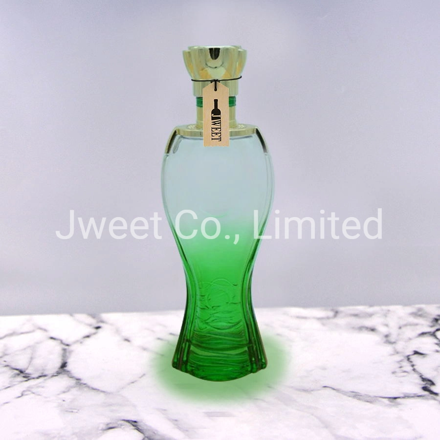 Factory Custom Irregular Shape Painting Green Bottom Wine Glass Bottle